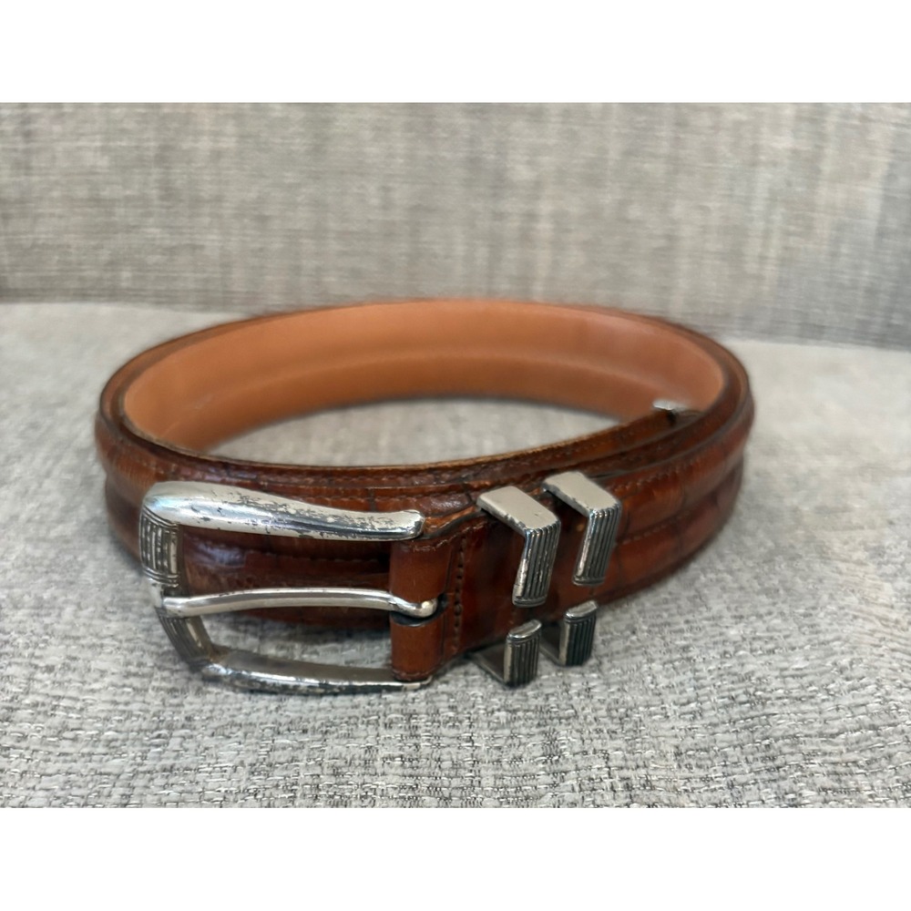 Martin Dingman Alligator Leather Belt Brown Handmade Austria 45126 Men's 34